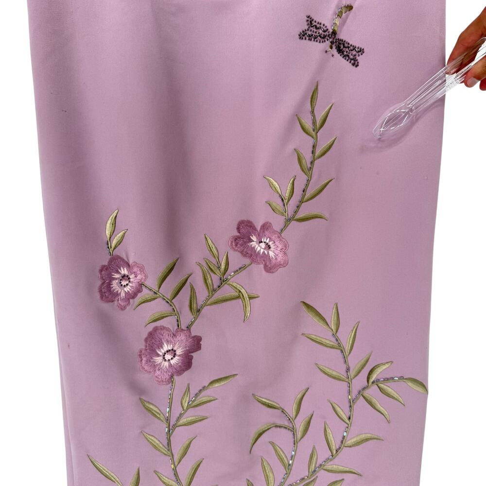 Y2K Vintage Maggy London Embroidered Maxi Dress Fairy Cottage Lavendar Floral 14 - Picture 13 of 14